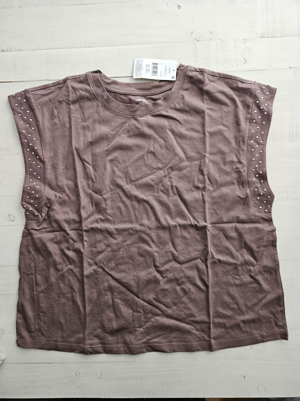 NWT-George Taupe Sleeveless Tank with Silver Studs Size XL